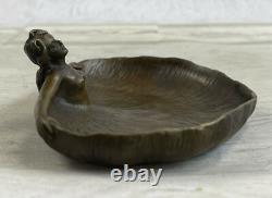 Arts Et Métiers Cendrier En Bronze Cuivré Art Nouveau Femme Nue Cadeau