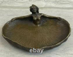 Arts Et Métiers Cendrier En Bronze Cuivré Art Nouveau Femme Nue Cadeau SOLDES