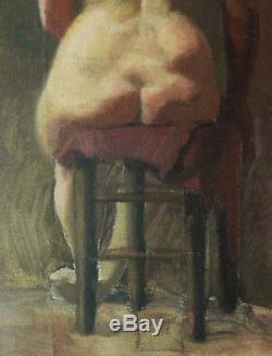 Attribué Auguste GUÉNOT sculpteur Toulouse tableau nu femme nue modèle atelier