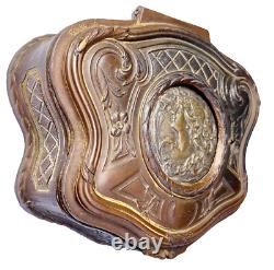 BOITE ancienne A BIJOUX BRONZE FEMME AU IRIS ART NOUVEAU VINTAGE ANTIQUITÉ XIX