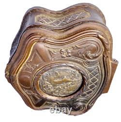 BOITE ancienne A BIJOUX BRONZE FEMME AU IRIS ART NOUVEAU VINTAGE ANTIQUITÉ XIX
