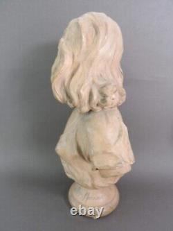 BUSTE DE JEUNE FEMME SEIN NU sculpture terre cuite Hippolyte MOREAU Art nouveau