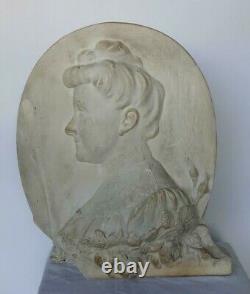 Bas Relief En Platre 1900 Art Nouveau Profil De Femme Sculpture L548