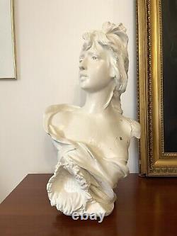 Beau Buste en Platre représentant une femme art Nouveau de Anton Nelson Signé