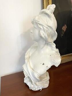 Beau Buste en Platre représentant une femme art Nouveau de Anton Nelson Signé