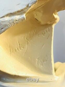 Beau Buste en Platre représentant une femme art Nouveau de Anton Nelson Signé