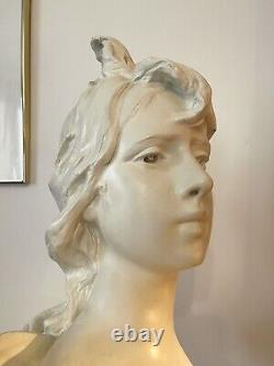 Beau Buste en Platre représentant une femme art Nouveau de Anton Nelson Signé