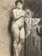 Beau Dessin Fusain Femme Nu Nue Erotique 1920 Pas Identifié, Art Nouveau Ancien