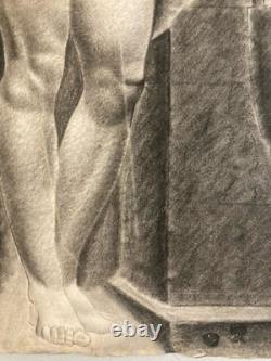 Beau Dessin Fusain Femme Nu Nue Erotique 1920 Pas Identifié, Art Nouveau Ancien