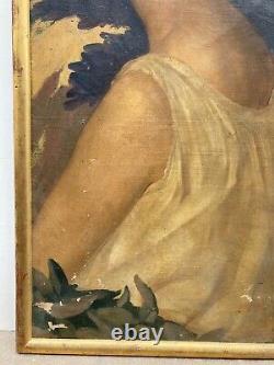 Beau Portrait de Femme 1900 Art Nouveau Tableau Ancien HsT A Identifier Art Deco