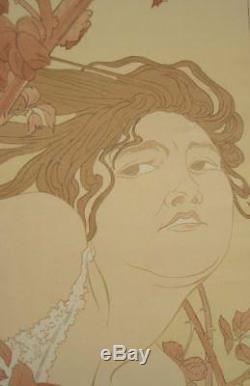 Belle Affiche Originale Art Nouveau Femme Dans Les Ronces Par Henry Detouche