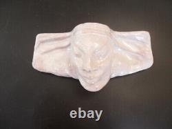 Belle Ceramique Art Nouveau Tete De Femme Craquelee Signee A Pouquet Rare