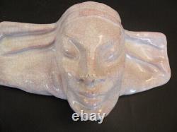 Belle Ceramique Art Nouveau Tete De Femme Craquelee Signee A Pouquet Rare