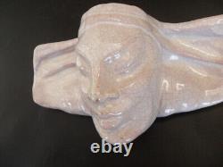 Belle Ceramique Art Nouveau Tete De Femme Craquelee Signee A Pouquet Rare