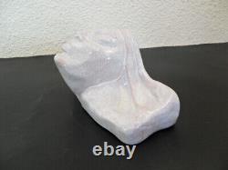 Belle Ceramique Art Nouveau Tete De Femme Craquelee Signee A Pouquet Rare