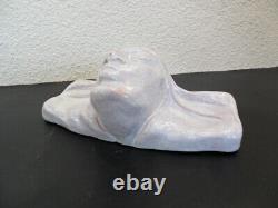 Belle Ceramique Art Nouveau Tete De Femme Craquelee Signee A Pouquet Rare