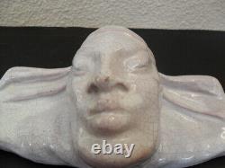 Belle Ceramique Art Nouveau Tete De Femme Craquelee Signee A Pouquet Rare