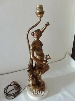 Belle Lampe Femme Art Nouveau Regule Dore Julien Causse 43cms Lamp 1900