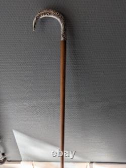 Belle et ancienne canne de femme dandy Art Nouveau pommeau en argent 82 CM