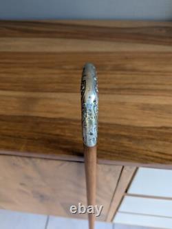 Belle et ancienne canne de femme dandy Art Nouveau pommeau en argent 82 CM