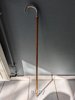 Belle et ancienne canne de femme dandy Art Nouveau pommeau en argent 82 CM