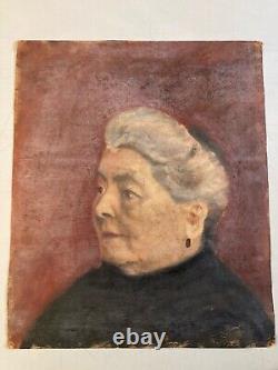 Belle peinture Huile Portrait Ancien Femme Verso Chaudron Nature Morte 1900 Art
