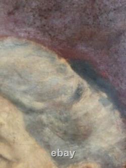 Belle peinture Huile Portrait Ancien Femme Verso Chaudron Nature Morte 1900 Art