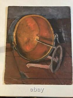 Belle peinture Huile Portrait Ancien Femme Verso Chaudron Nature Morte 1900 Art