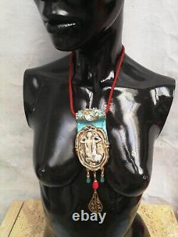 Bijoux Art Déco Nouveau Collier Liberty Pendentif Filigrane Femme Cristaux Or