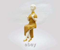 Blanc Céramique Mignon Femme Figurine Statue Pour Home Bureau Décor Cadeau Objet