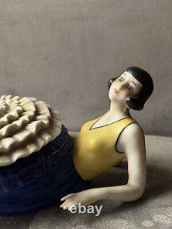 Boîte À Poudre En Porcelaine Femme Art Déco DRGM 5859