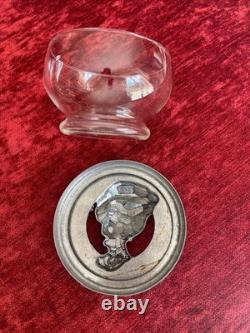 Boîte Style Art Nouveau Verre Et Étain Visage Femme Bonbonnière