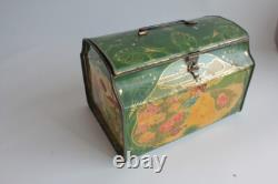 Boîte biscuits tôle lithographiée femme art nouveau (64986)