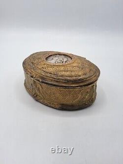 Boîte coffret à bijoux régule médaillon métal argenté profil femme Art Nouveau