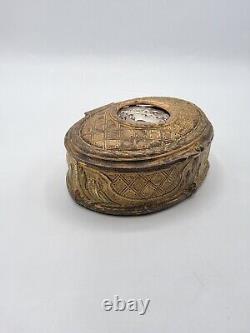 Boîte coffret à bijoux régule médaillon métal argenté profil femme Art Nouveau