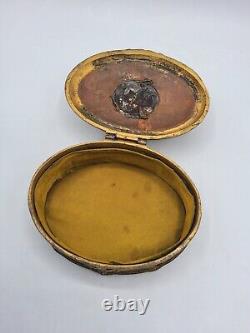 Boîte coffret à bijoux régule médaillon métal argenté profil femme Art Nouveau