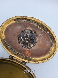 Boîte coffret à bijoux régule médaillon métal argenté profil femme Art Nouveau