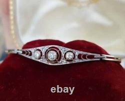 Bracelet Jonc Femme Art Déco Or Blanc 14k FN 2.90 Carat Diamant Rond 925