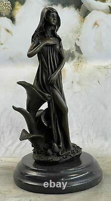 Bronze Art Déco Nymphe De The Bois Figurine Mavchi Signé Nouveau Femme Nr