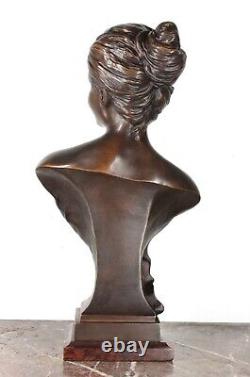 Bronze Buste De Femme Alexandre Charpentier (1856-1909) Art Nouveau Marbre