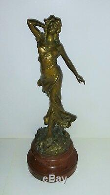 Bronze Dussart Femme au voile le réveil art nouveau