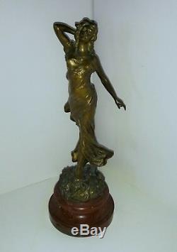 Bronze Dussart Femme au voile le réveil art nouveau