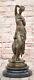 Bronze Femme Buste Patine Style Art Nouveau Victorien Sur Marbre Base Chaud Cast