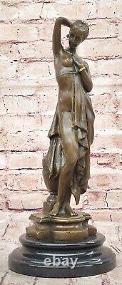 Bronze Femme Buste Patine Style Art Nouveau Victorien Sur Marbre Base Chaud Cast