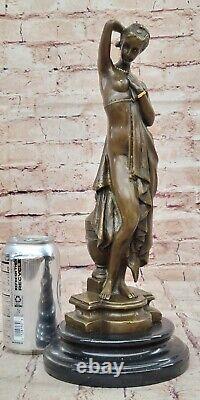 Bronze Femme Buste Patine Style Art Nouveau Victorien Sur Marbre Base Chaud Cast