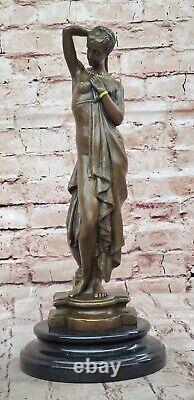 Bronze Femme Buste Patine Style Art Nouveau Victorien Sur Marbre Base Chaud Cast
