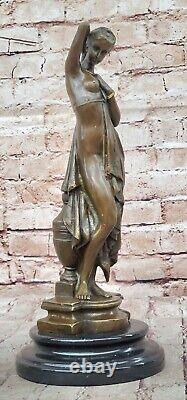 Bronze Femme Buste Patine Style Art Nouveau Victorien Sur Marbre Base Chaud Cast