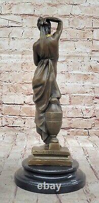 Bronze Femme Buste Patine Style Art Nouveau Victorien Sur Marbre Base Chaud Cast