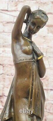 Bronze Femme Buste Patine Style Art Nouveau Victorien Sur Marbre Base Chaud Cast