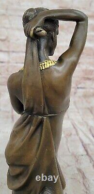 Bronze Femme Buste Patine Style Art Nouveau Victorien Sur Marbre Base Chaud Cast